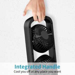 Dr. Prepare Small Desk Tower Fan 15'' Portable Table Battery Operated Fan with 270° Tilt, 105° Oscillating, 3 Speeds, Rechargeable USB Oscillating Fan for Bedroom, Office, Home, Camping and Outdoor