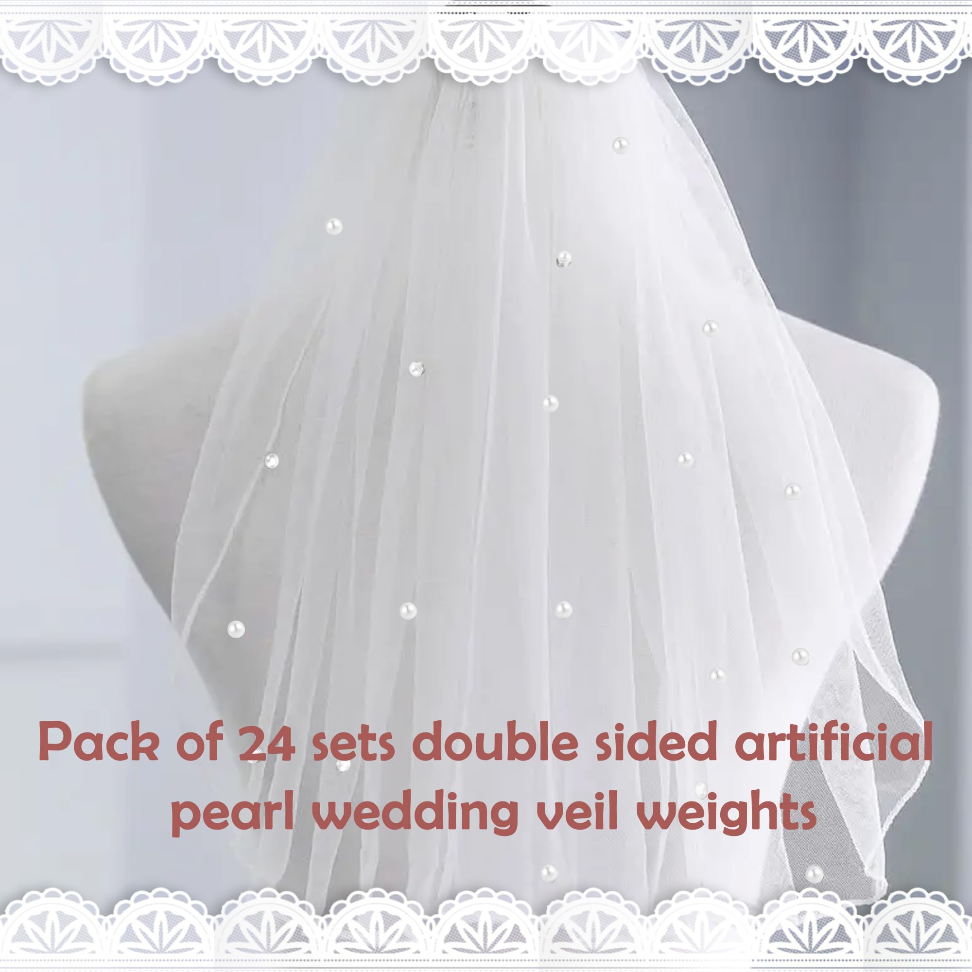 24 Sets Wedding Veil Weights Magnetic Pearls- 0.4 Inch Bridal Veil Weights Magnetic Double-sided Artificial Pearls for Wedding Bridal Decoration