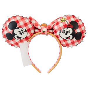 Loungefly Disney Minnie & Mickey Picnic Ear Headband Headbands Standard, Red,tan,yellow