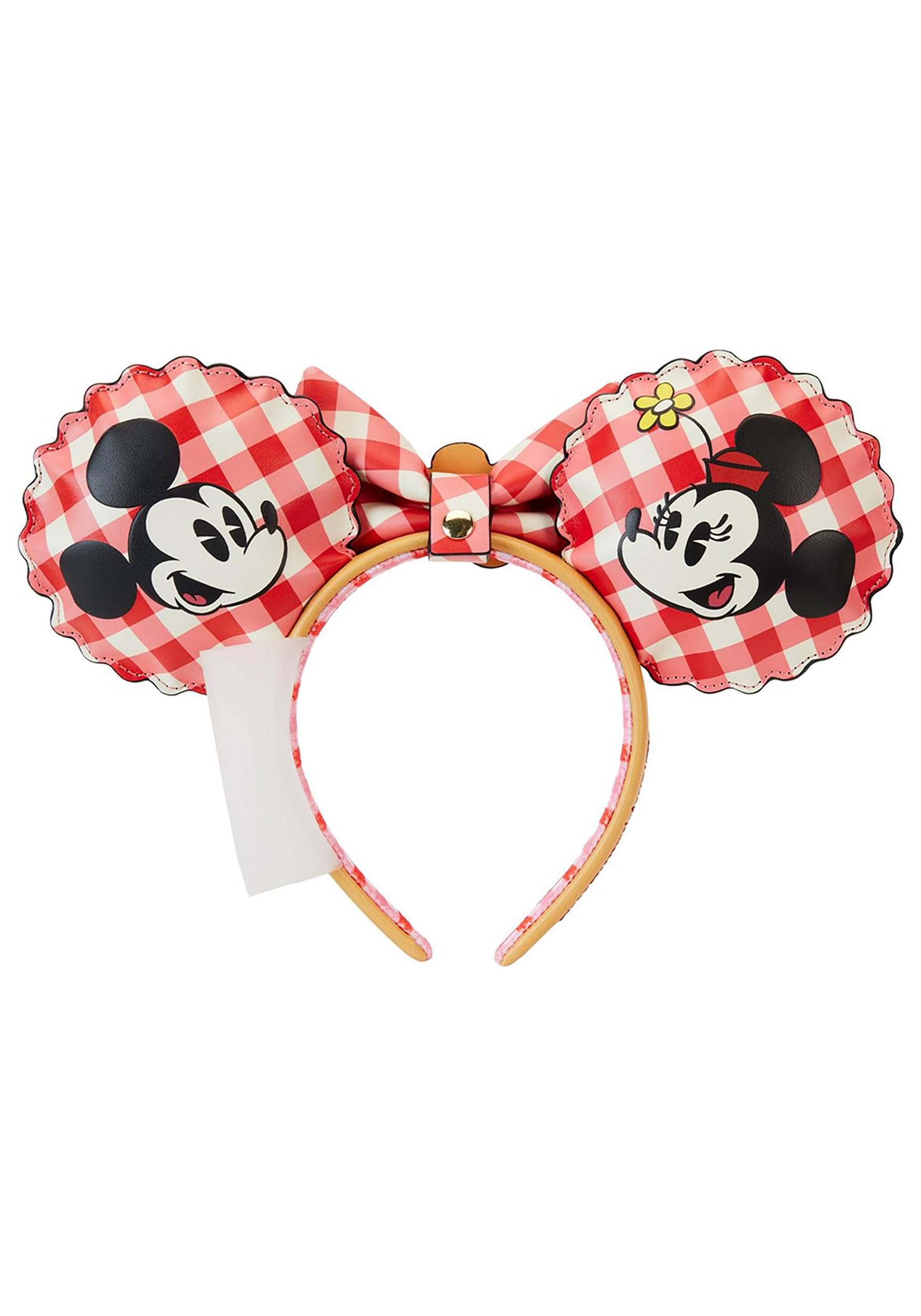 Loungefly Disney Minnie & Mickey Picnic Ear Headband Headbands Standard, Red,tan,yellow