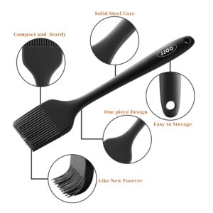 2PCS Silicone Basting Pastry Brush, JJOO Heat Resistant Food Cooking Brush for Oil, Sauce, Baking, BBQ and Grill, BPA Free, Dishwasher Safe (2Pack, Black)