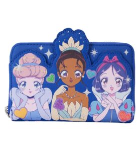 loungefly disney princess manga style zip around wallet