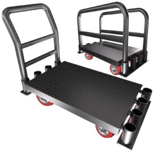 2in1 heavy duty panel truck cart,42" x 24" flatbed cart w/1front&2 side handrails,2200 lbs capacity drywall cart&lumber cart, platform truck w/2 swivel casters, all-steel hand truck,push cart