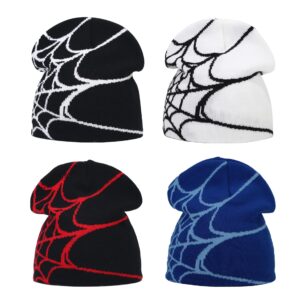 Pooyikoi Knitting Hat Men Women Quality Cap Warm Cap Harajuku Beanie Gothic Spider Pattern Wool Acrylic Y2k Knitted Hat