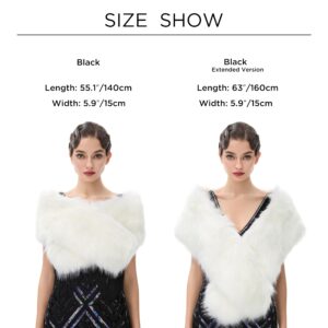 BABEYOND Women's Faux Fur Shawl Party Faux Fur Collar Fur Wraps for Winter Bridal Wedding Cover Up