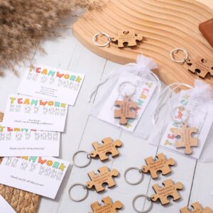 Ecation 48 Sets Teamwork Appreciation Gifts Wooden Puzzle Keychains Employee Staff Inspirational Cards Bags Team Thank You Gifts