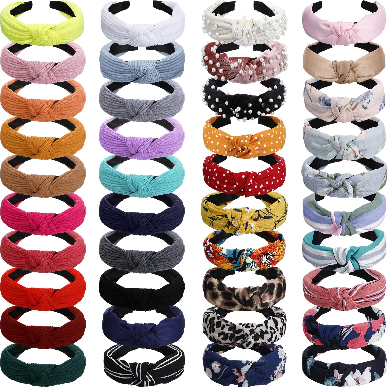 Yunlly 40 Pcs Headbands for Women Girls Knot Turban Hair Bands Set, Elastic Design, Quality Fabric Material, Stylish Women's Headbands, Multipurpose Headbands