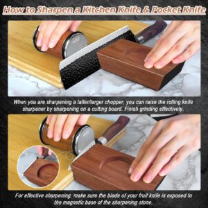 Abardi Rolling Knife Sharpener for Straight Edge, Knife Sharpener with Industry Diamonds for Steel of Any Hardness, Knife Sharpener Kit with 15 & 20 Degree Magnetic Angle for Kitchen Knives