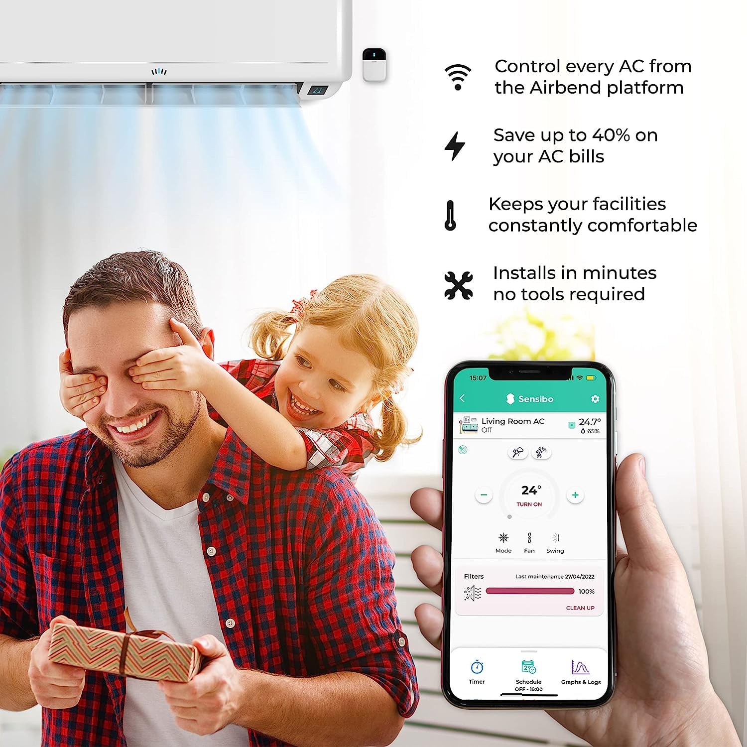 Sensibo Sky 3 Pack, Smart Home Air Conditioner System - Quick & Easy Installation. Maintains Comfort with Energy Efficient App - Automatic On/Off. Wifi, Google, Alexa and Siri.