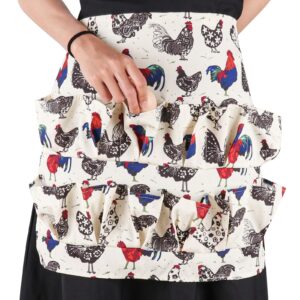 hossmily egg apron, egg collecting apron for chicken duck goose eggs, chicken egg apron for housewife farmhouse kitchen restaurant parent-child activities, adult 12 pockets