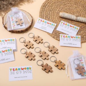 Ecation 48 Sets Teamwork Appreciation Gifts Wooden Puzzle Keychains Employee Staff Inspirational Cards Bags Team Thank You Gifts