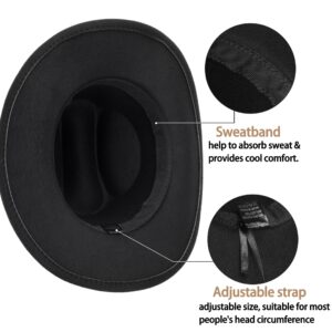 Womens Cowgirl Studded Pinched Western Cowboy Hats Wide Brim Gaucho Hat Fedoras Hat with Belt Buckle(M/L) (US, Alpha, Medium, Black-3 Diamonds)