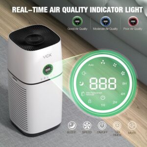 Air Purifier with H14 True HEPA Filter and PM2.5 Monitor, Quiet Air Purifier CARD up to 500 for Home Bedroom Large Room