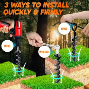 [Premium] 4 Pack Ground Anchors with Power Nut Driver Drill Bit, Ground Anchors Screw in, Swing Set Anchors, Trampoline Anchors High Wind Heavy Duty for Camping Tents, Car Ports, Swing Sets, Canopies