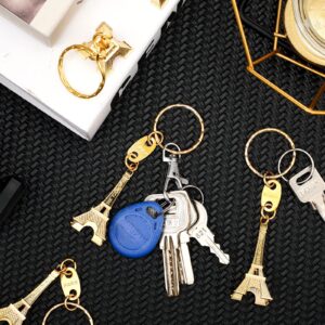 Fumete 80 Pieces Eiffel Tower Keyring Retro French Souvenirs Keychain for Christmas Gifts(Gold)