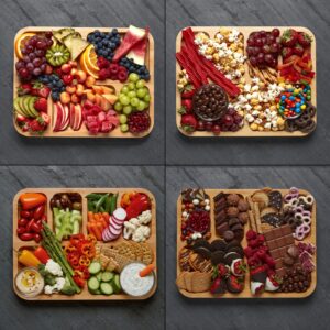 Farberware Build-a-Board Cutting Board with Compartments and Clear Locking Lid for Charcuterie, Snacks, and More-Make it. Take it. Enjoy it, 11x14 Inch, Bamboo