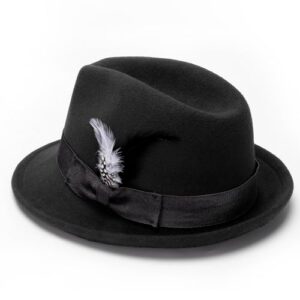 Ultrafun Fedora Hats for Men Women Short Brim Felt Winter Hat Panama Dress Fedora Hat (Feather-Black)