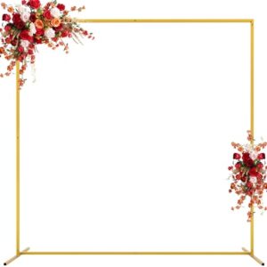 asee'm 6.6ftx6.6ft gold wedding arch backdrop stand square metal rectangular arch frame for ceremony party birthday bridal baby shower anniversary arbor balloon decoration