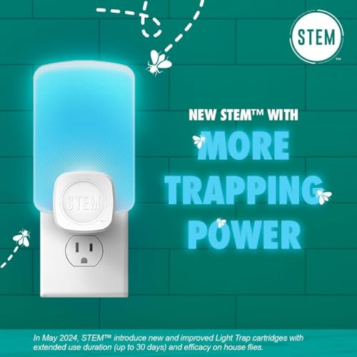 STEM Light Trap: Indoor Fruit Fly Trap, Effective Insect Control for Home, Attracts and Traps Flying Insects, Emits Soft Blue Light, Starter Kit with 1 Plug-In Device and 1 Cartridge