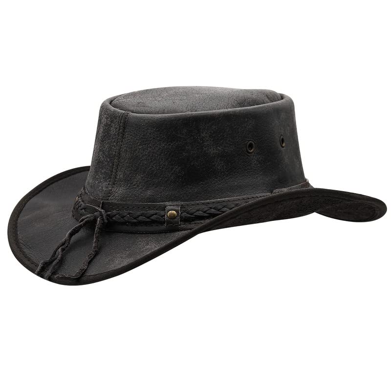 Sidewinder Crushable Cowboy Hat for Men Women Lightweight Handcrafted Western Shapeable Outback Hat Wide Brim Durable Cowgirl Black