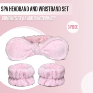 Gnarley Charley Blush Spa Headband and Wristband Set - Women's Hair Accessory for Securing Hair - Universal Stretch Fit Design - Wide Application & Easy Maintenance