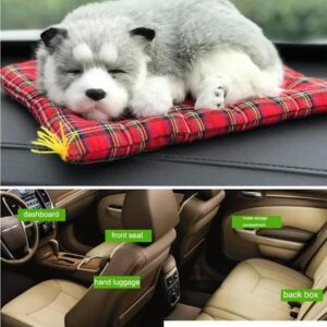 Creative Activated Carbon Emulation Dog For Automobile Accessories, Simulated Pet Car Dashboard Ornaments, Cute Plush Cat and Dog Ornaments Car Interior Car Purifier Home Decor (A)