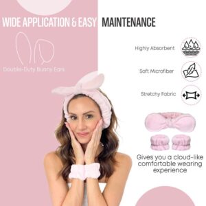 Gnarley Charley Blush Spa Headband and Wristband Set - Women's Hair Accessory for Securing Hair - Universal Stretch Fit Design - Wide Application & Easy Maintenance