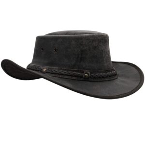 Sidewinder Crushable Cowboy Hat for Men Women Lightweight Handcrafted Western Shapeable Outback Hat Wide Brim Durable Cowgirl Black