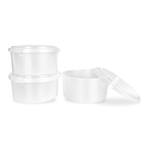 hawaiian shaved ice 3 pack ice block molds with lids, food-grade bpa-free plastic round block ice molds (4” diameter, 1.9” height) stackable containers with lids