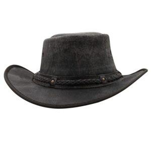 Sidewinder Crushable Cowboy Hat for Men Women Lightweight Handcrafted Western Shapeable Outback Hat Wide Brim Durable Cowgirl Black