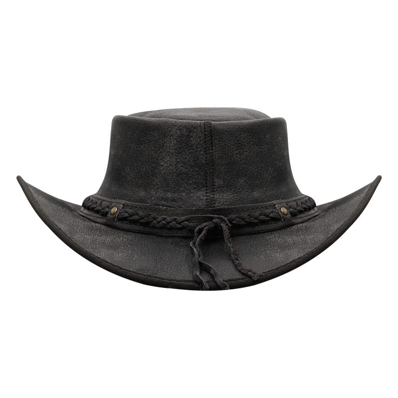 Sidewinder Crushable Cowboy Hat for Men Women Lightweight Handcrafted Western Shapeable Outback Hat Wide Brim Durable Cowgirl Black