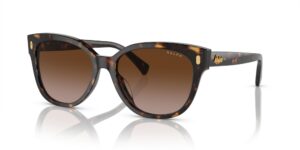 ralph by ralph lauren women's ra5305u universal fit cat eye sunglasses, black havana/gradient brown, 56 mm