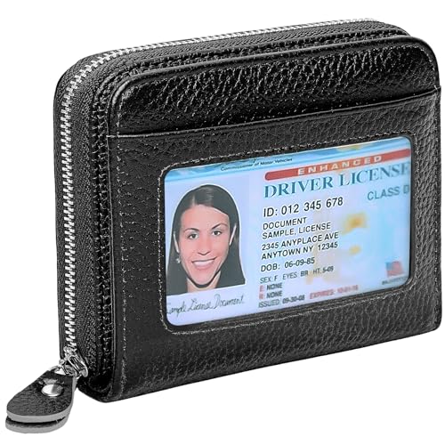 XINNSTAR Genuine Small Wallet for Women, Slim RFID Blocking Credit Card Holder with ID Window, Compact Purses for Women with 8 Card Slots