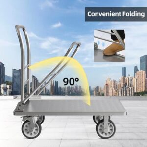 Heavy Duty Platform Truck Cart, Flatbed Cart Folding Hand Trucks, 2200lbs, with 6" Swivel Brake Casters, Foldable for Easy Storage (36" x 24")