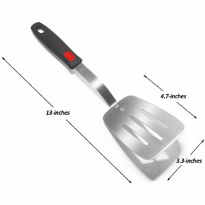 Stainless Steel Spatula Turner, Metal Spatula for Kitchen Use,VOVOLY Heavy Duty Cooking Spatula, Wide Blade with Beveled Edge and Heat Resistant Silicone Handle, Dishwasher Safe