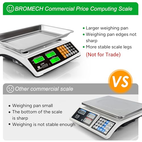 Price Computing Scale 88lb/40kg Commercial Food Scale for Produce Meat with Stainless Steel Large Platform, LCD Display, and Green Bright Backlight for Farmers Markets, Deli, （Not for Trade）