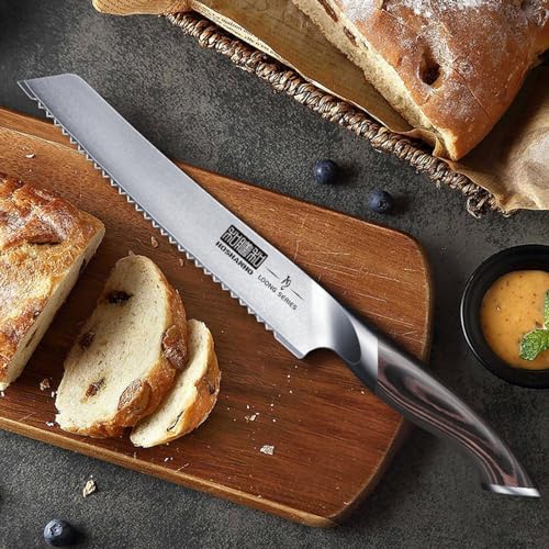 HOSHANHO Bread Knife 8 inch, Japanese AUS-10 High Carbon Stainless Steel Serrated Bread Knife, Professional Bread Cutting Knife for Homemade Bread