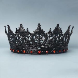 S SNUOY King Crowns for Men Black Crown for Women Medieval Crowns and Tiaras Rhinestone Metal Headpieces for Prom Cosplay Party Homecoming Birthday Halloween Christmas