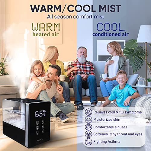 Top Fill Cool Mist & Warm Mist Humidifier for Large Room Home Bedroom Living Room 6L Big Capacity, Air Ultrasonic Humidifiers with Essential Oil Diffuser, Quiet for Baby, Good for Asthma and Allergies