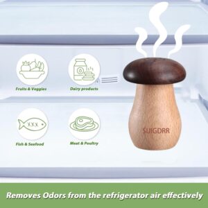 SUIGDRR Baking Soda Holder Fridge odor Absorber Smell Eliminator Freshener Deodorizer Wooden Mushroom (No Soda)