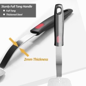 Stainless Steel Spatula Turner, Metal Spatula for Kitchen Use,VOVOLY Heavy Duty Cooking Spatula, Wide Blade with Beveled Edge and Heat Resistant Silicone Handle, Dishwasher Safe