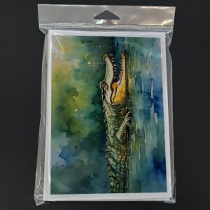 Caroline's Treasures DAC2897GCA7P Crocodile Greeting Cards Pack of 8 Blank Cards with Envelopes Whimsical A7 Size 5x7 Blank Note Cards