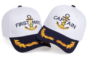 captain + first mate (2pack) yacht hat sailors hat nautical marine sailor navy hats snapback adjustable sea cap for adult