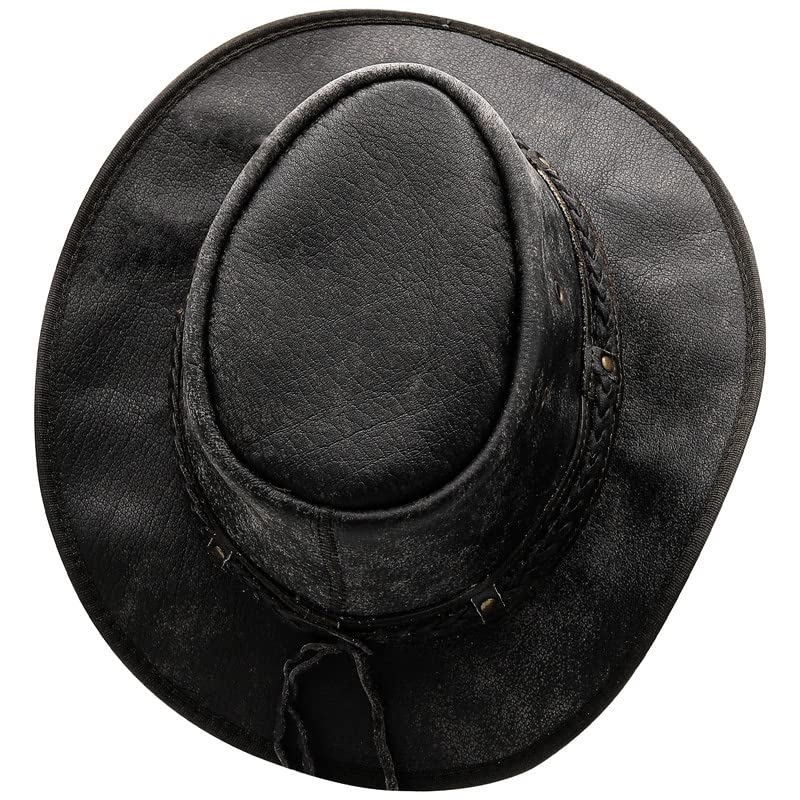 Sidewinder Crushable Cowboy Hat for Men Women Lightweight Handcrafted Western Shapeable Outback Hat Wide Brim Durable Cowgirl Black