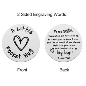 iJuqi Sister Birthday Christmas Gifts from Sister - Big Middle Little Sister Gifts for Women Pocket Hug Token Keychain Long Distance Relationship Keepsake Gifts for Sister Double Sided