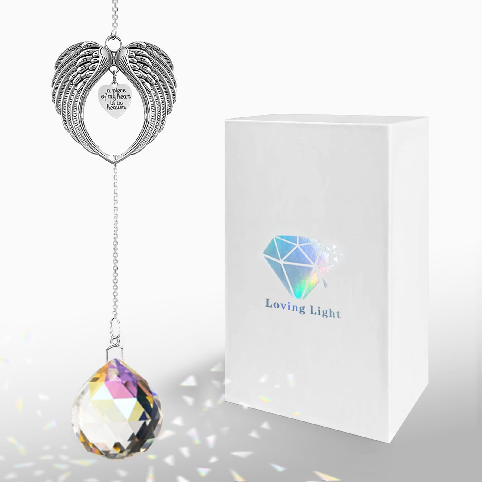 PUREFLY Memorial Gifts for Loss of Loved One, Unique Sympathy Gift Idea Crystal Ball Suncatcher, Rainbow Bereavement Grief Gift Box for Loss of Mom Friend Son Daughter Dog