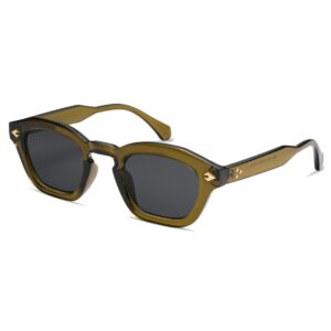 appassal retro square sunglasses for women mens small rectangle sunnies ap3680,olive green/grey