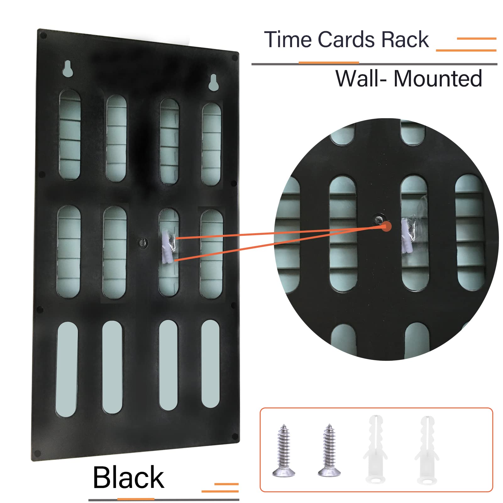 Wall Mounted Time Card Rack, 24-Pocket Time Card Holder for Office Warehouse, Attendance Recorder