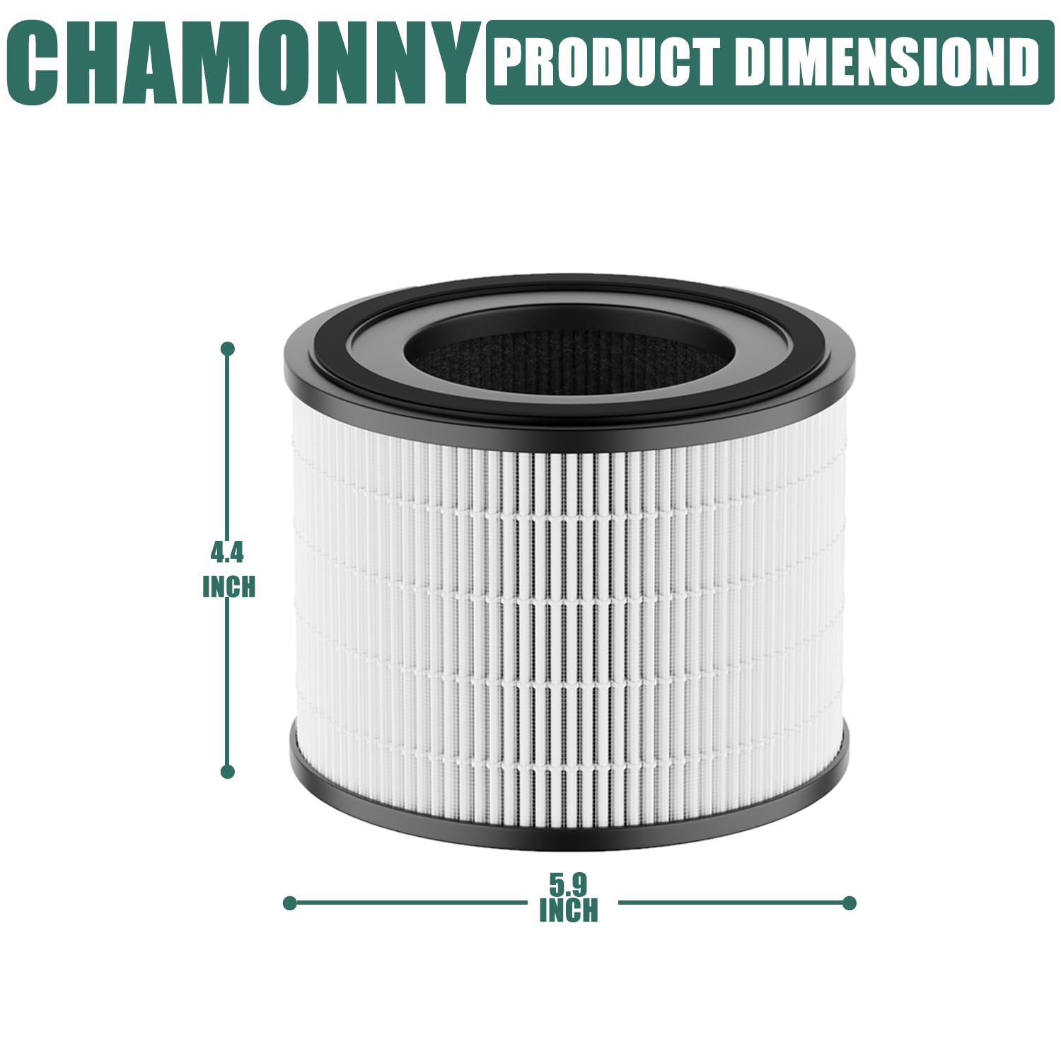 CHAMONNY AP-S0610L Filter Replacement, Compatible with MOO-KA AP-S0610L Air Purifier, 3-in-1 H13 True HEPA Filter and Activated Carbon Filter, 2 Pack