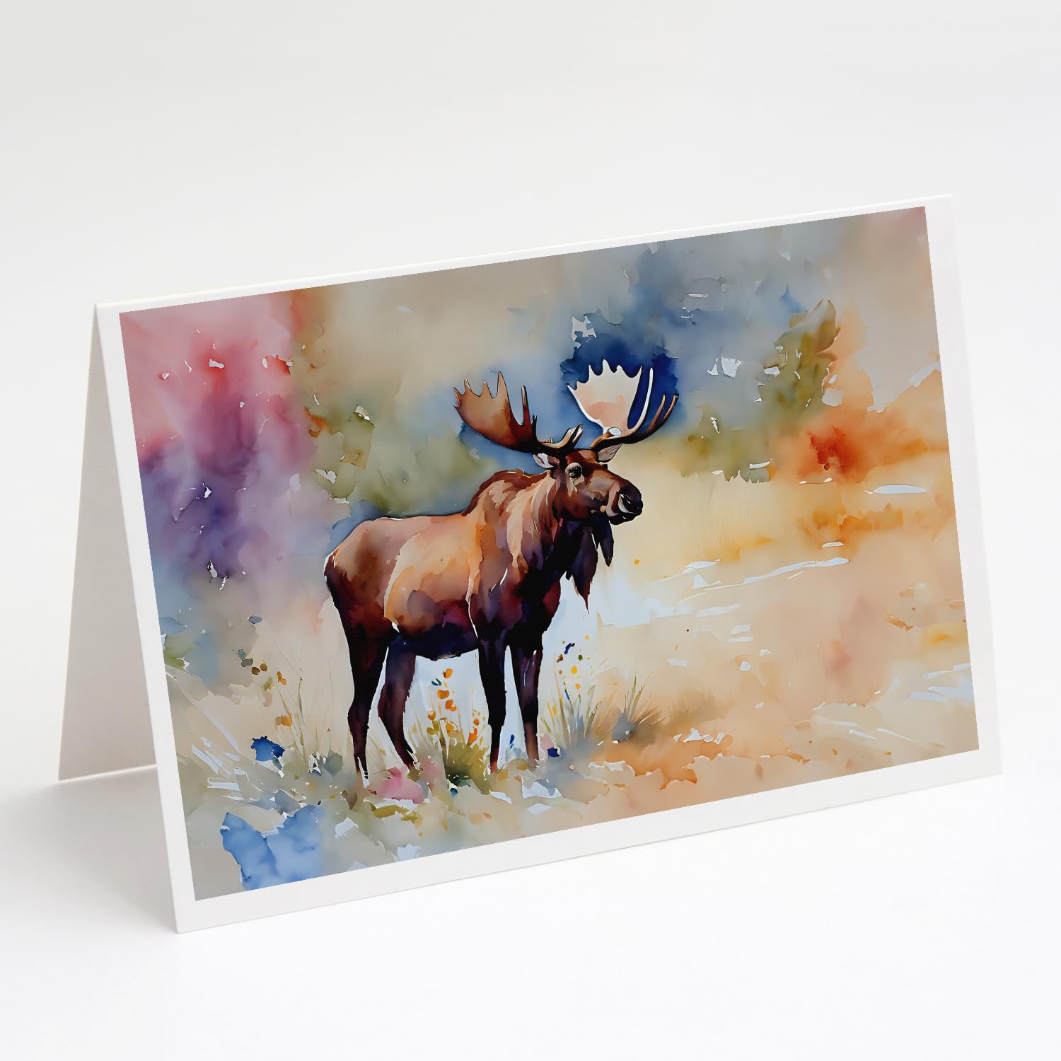 Caroline's Treasures DAC2967GCA7P Moose Greeting Cards Pack of 8 Blank Cards with Envelopes Whimsical A7 Size 5x7 Blank Note Cards